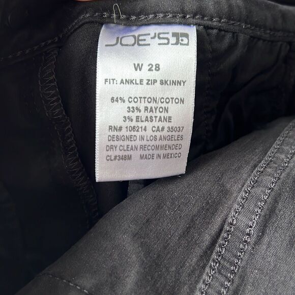 Joe’s JEANS Jet Black Ankle Zip Skinny Size 28 - Picture 3 of 11